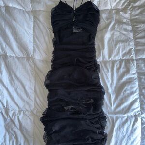 Elegant Black Ruched Dress